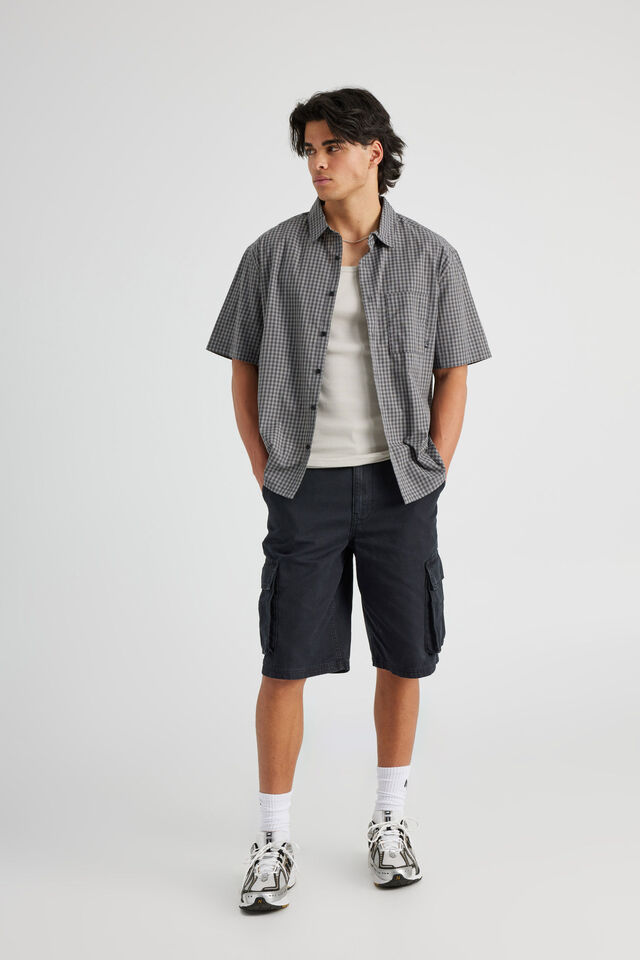 Short Sleeve Shirt, GREY MARLE CHECK