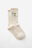 Unisex Rib Sock - Extra, HALF HALF BEIGE MOON AND STARS - alternate image 1