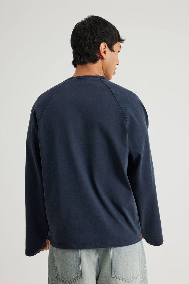 Open Gallery Raglan Long Sleeve Tshirt, OG WASHED NAVY BLAZER