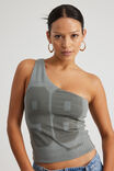 Graphic One Shoulder Tank, OIL SLICK/OG 98 - alternate image 4