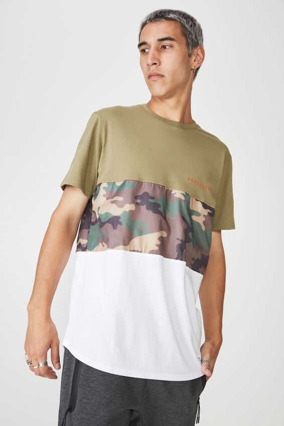 Camo Spliced T Shirt, KHAKI/CAMO SPLICE