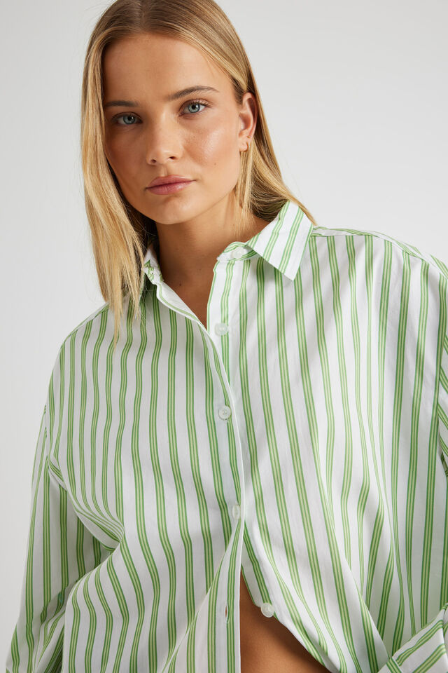 Oversized Shirt, GREEN STRIPE