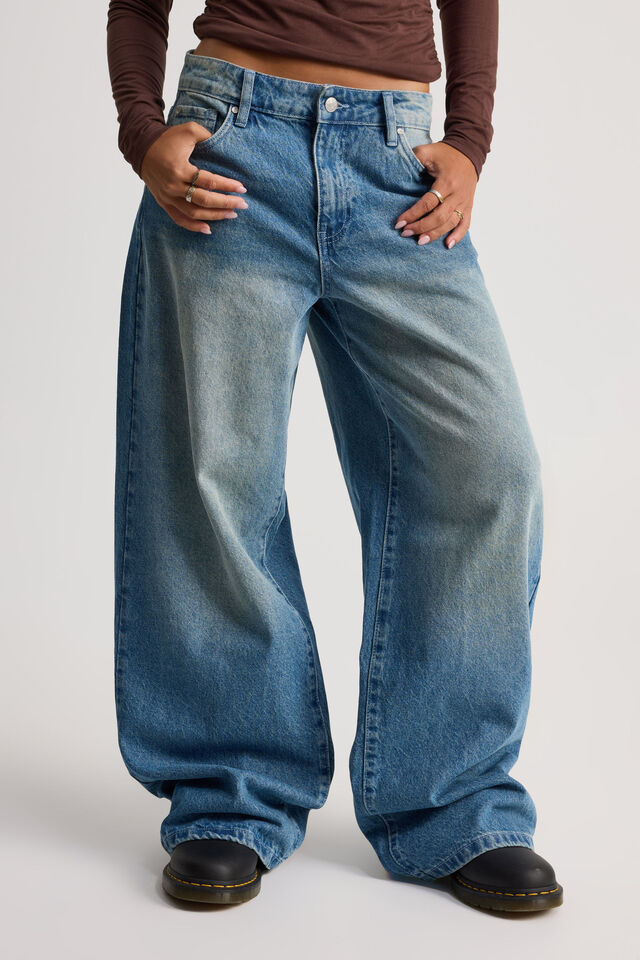 High Rise Baggy Jean, BLASTED BLUE