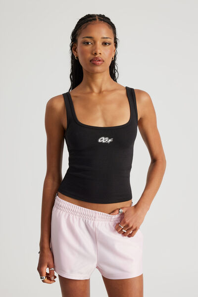 Graphic Scoop Neck Tank, BLACK/OG STAR