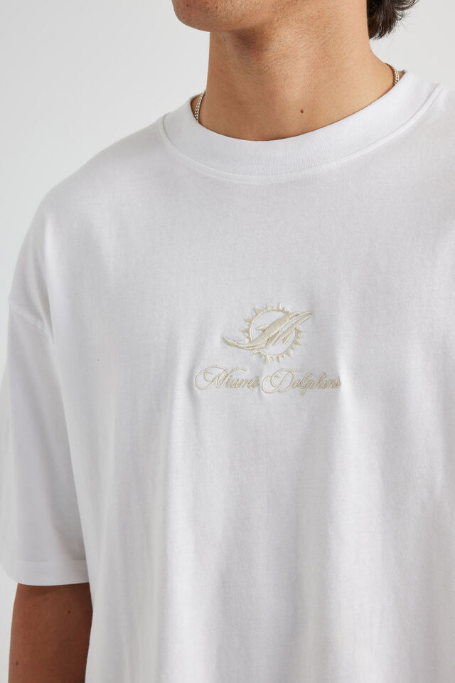 Box Fit Nfl Tshirt, LCN NFL WHITE/DOLPHINS TONAL CURSIVE