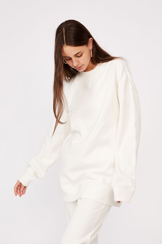 Oversized Crew Neck Sweater, MARSHMELLOW