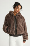Cold Crush Faux Fur Bomber, MOCHA MATRIX - example image 6