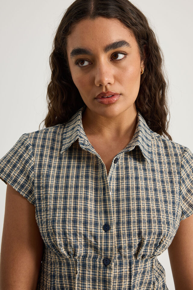 Short Sleeve Fitted Shirt, HARBOR CHECK
