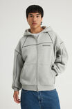 Half Half Zip Thru Hoodie, HH GREY MARLE/PANEL - example image 3