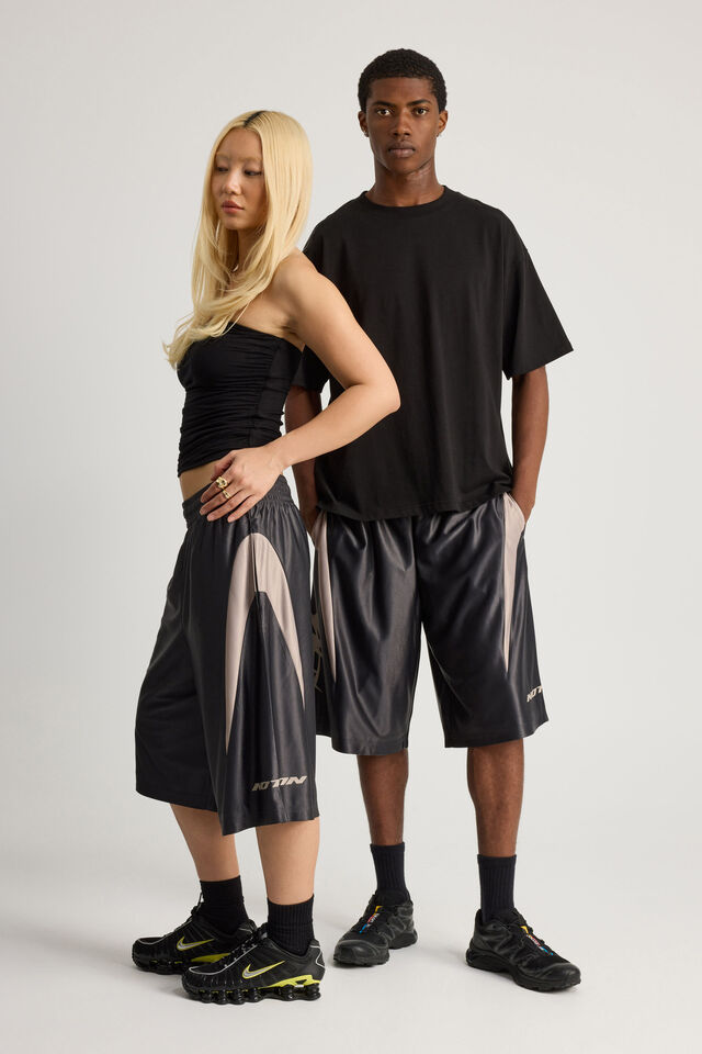 Notion Longline Basketball Short, PHANTOM/IVORY PANEL