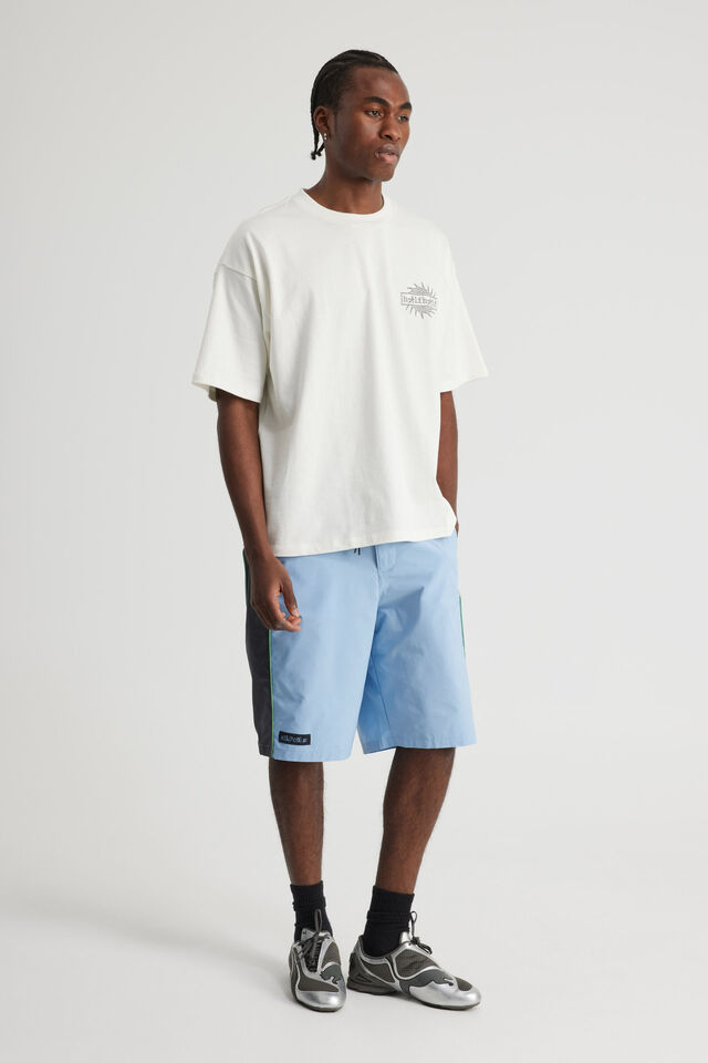 Half Half Panelled Boardshort, BLUE MIST/MERCURY