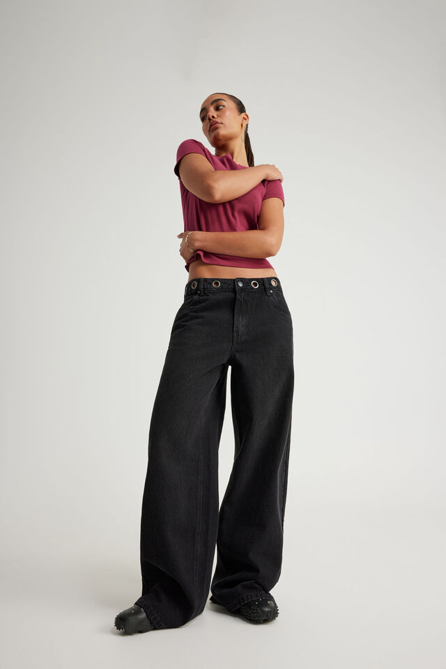 Mid Rise Baggy Jean, REBOOT BLACK