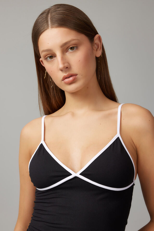 Freya Contrast Bind Cami, BLACK/WHITE