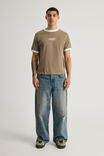 Half Half Slim Fit Ringer Tshirt, HH KHAKI MIST/CLOUD WIDE HALF HALF PILL - alternate image 2