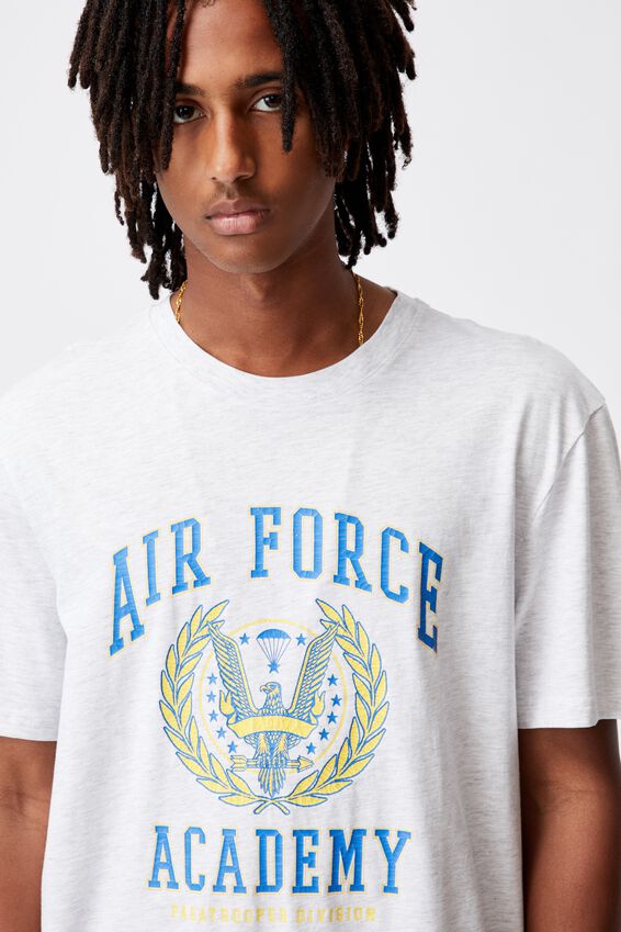 Regular Graphic T Shirt, SILVER MARLE/AIRFORCE