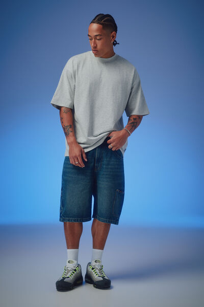 Half Half Painter Baggy Denim Short, DESERT HORIZON