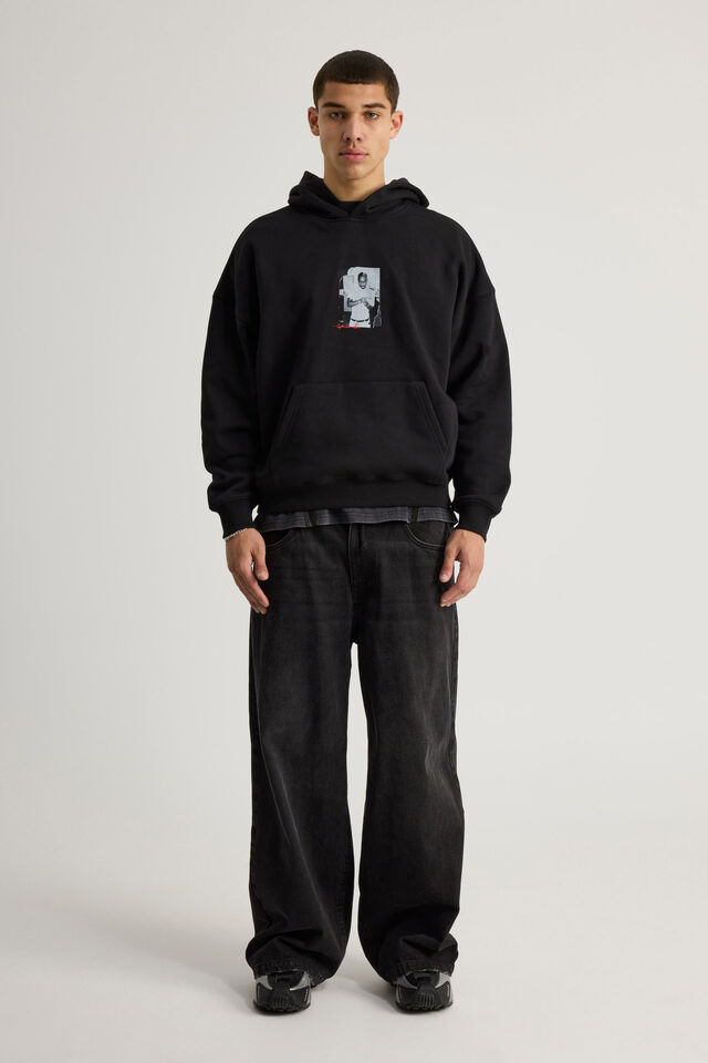 Music Merch Hoodie, LCN BRA BLACK/TUPAC SIGNATURE PHOTO