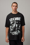 Oversized Music Merch T Shirt, LCN MT WASHED BLACK/ICE CUBE GREYSCALE - alternate image 1