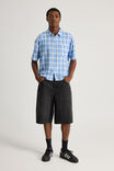Half Half Boxy Cropped Short Sleeve Shirt, HH NAVY SPACE DYE - alternate image 2