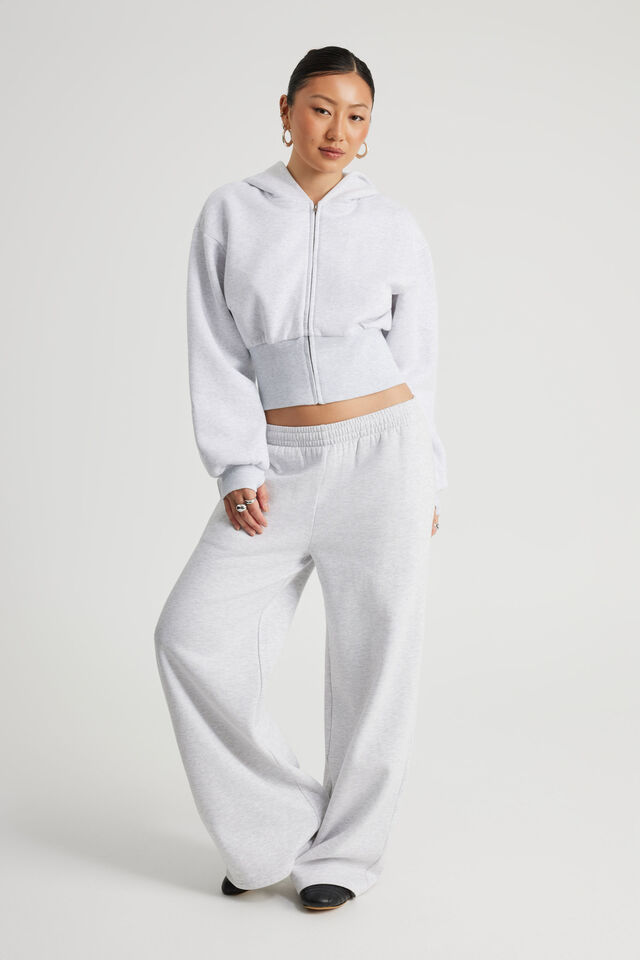 Authentics Shrunken Zip Through Hoodie, SILVER MARLE