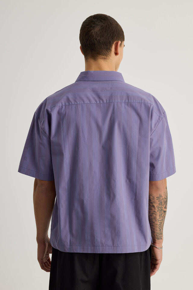 Notion Boxy Cropped Short Sleeve Shirt, NOTION PURPLE DOVE/TEXT