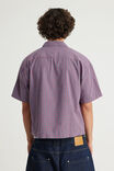 Half Half Boxy Cropped Short Sleeve Shirt, HH POP CHECK/GRAPHIC RED BLUE - example image 3