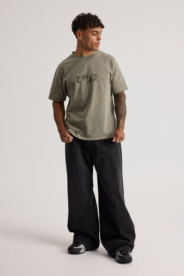 Notion Vintage Slim Fit Graphic Tshirt, NTN WASHED KHAKI MIST/NOTION SPIKE