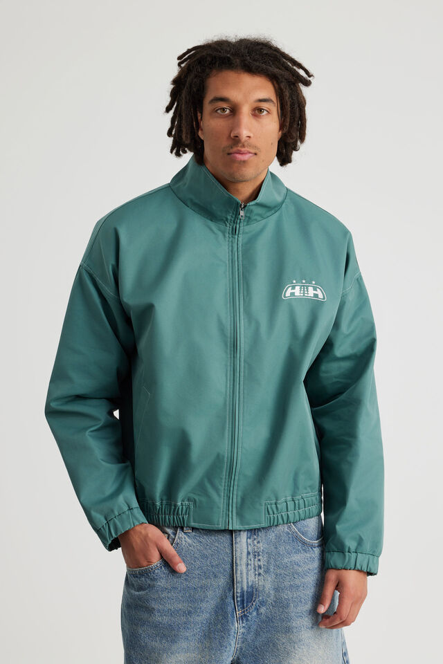 Half Half Zip Through Jacket, WASHED JADE