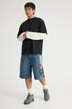 Notion X Lcn Baggy Denim Short, LCN ATTACK ON TITAN/VOLTAGE BLUE - example image 2