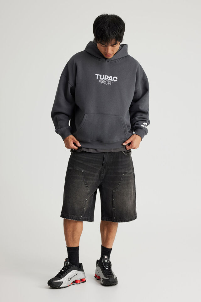 Music Merch Hoodie, LCN BRA SLATE/TUPAC BOLD