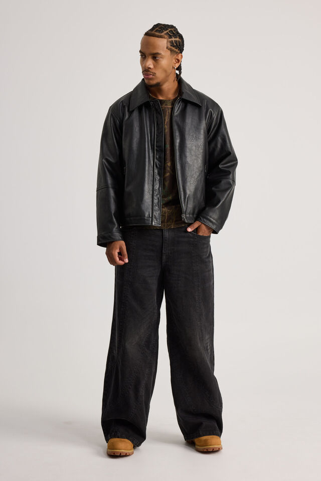 Notion Pu Leather Jacket, BLACK