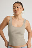 Textured Scoop Tank, SUNBLEACHED KHAKI - alternate image 4