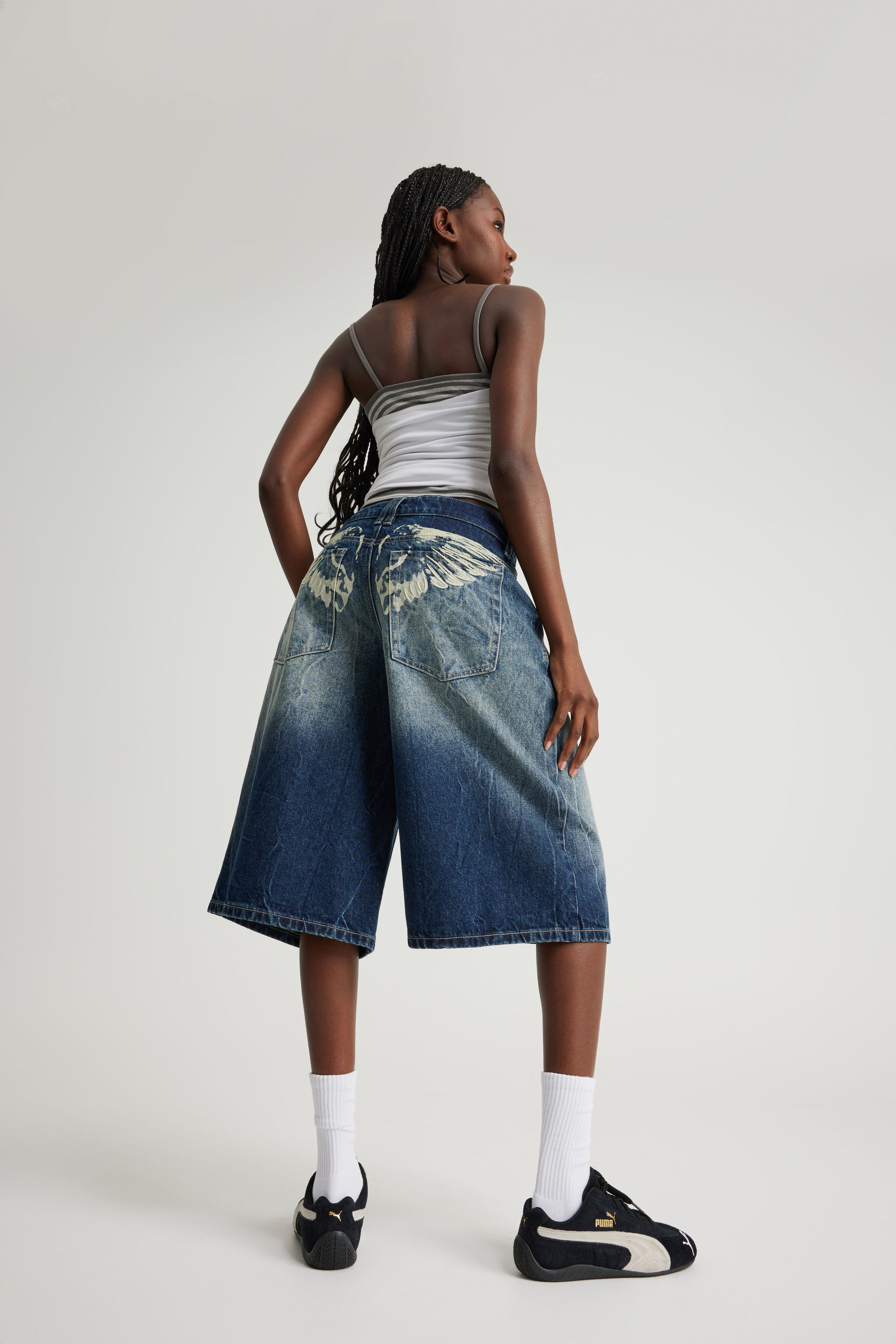 Women's Blue Mega Baggy Jort | Factorie Australia