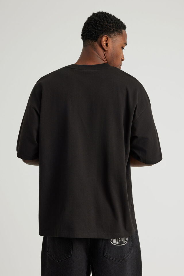 Half Half Heavyweight Box Fit Graphic Tshirt, HH BLACK/HALF HALF TOON TEXT