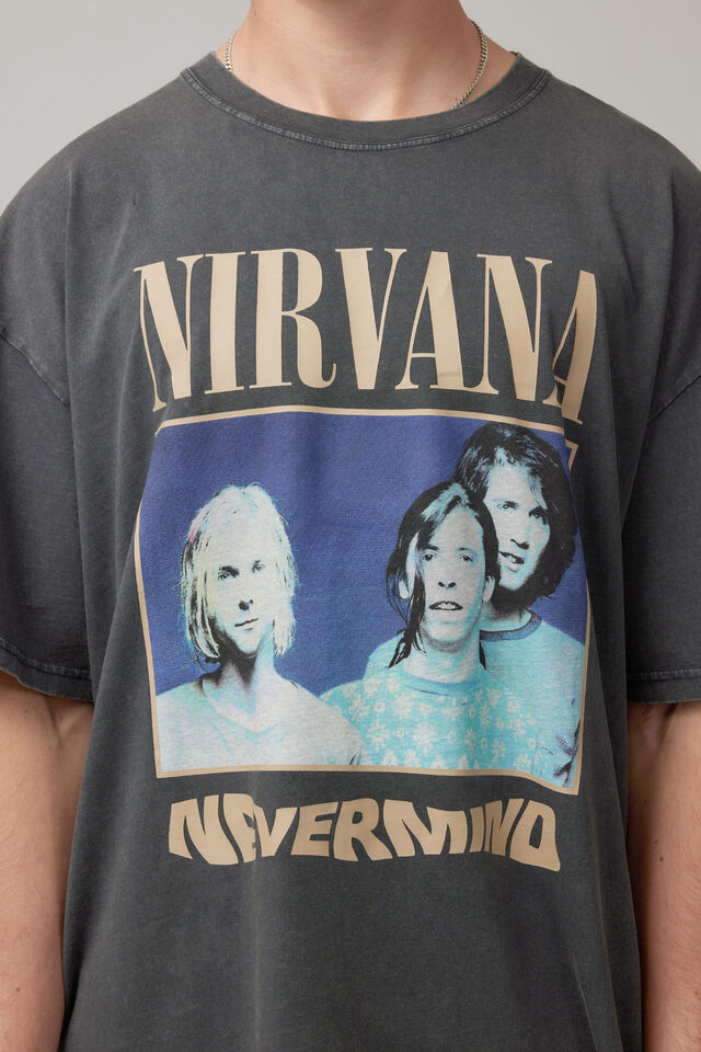Oversized Music Merch T Shirt, LCN MT WASHED SLATE/NIRVANA NEVERMIND