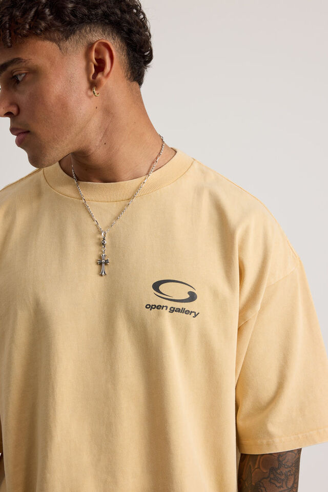 Open Gallery Heavyweight Box Fit Tshirt, OG DUSTY TUMERIC/OPEN GALLERY MOTIFS