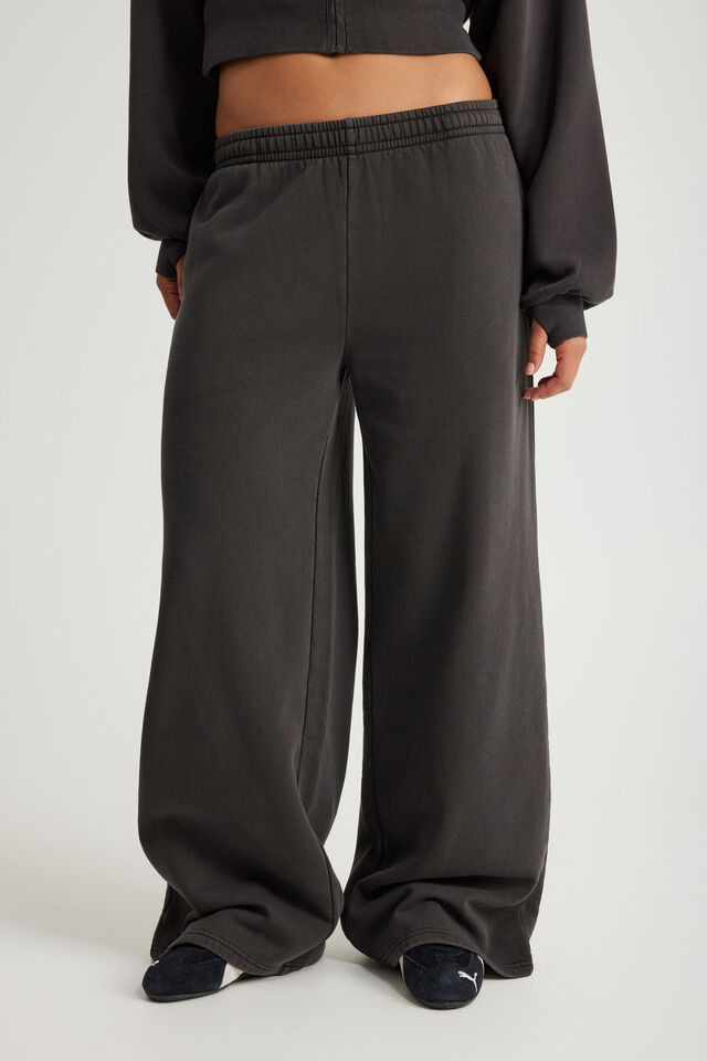 Classic Wide Leg Trackpant, WASHED TRUE BLACK