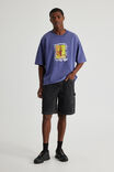 Half Half Boxy Cropped Graphic Tshirt, HH WASHED NEBULA/POLICE - alternate image 2