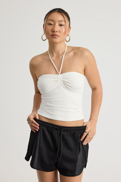 Ruched Front Bandeau Halter, CLOUD