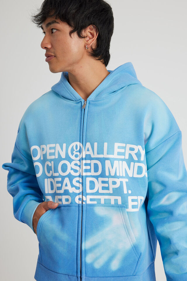 Open Gallery Heat Reactive Zip Thru Hoodie, OG MEDITERRANEAN BLUE/IMPRINT
