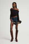 Off Shoulder Long Sleeve Top, WASHED BLACK - alternate image 2