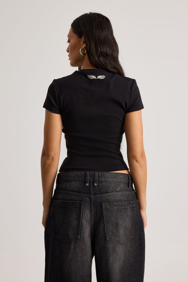 Fitted Graphic Tee, BLACK/ANGELS