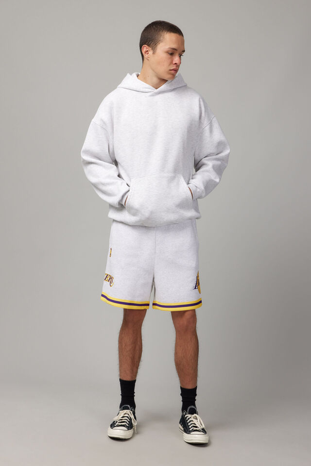 Nba Hype Fleece Short, LCN NBA SILVER MARLE/LAKERS TIPPED