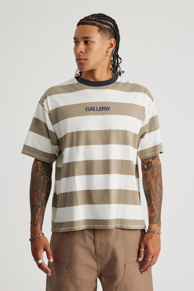 Open Gallery Box Fit Tshirt, OG GALLERY STRIPE STAR/OG LOGO