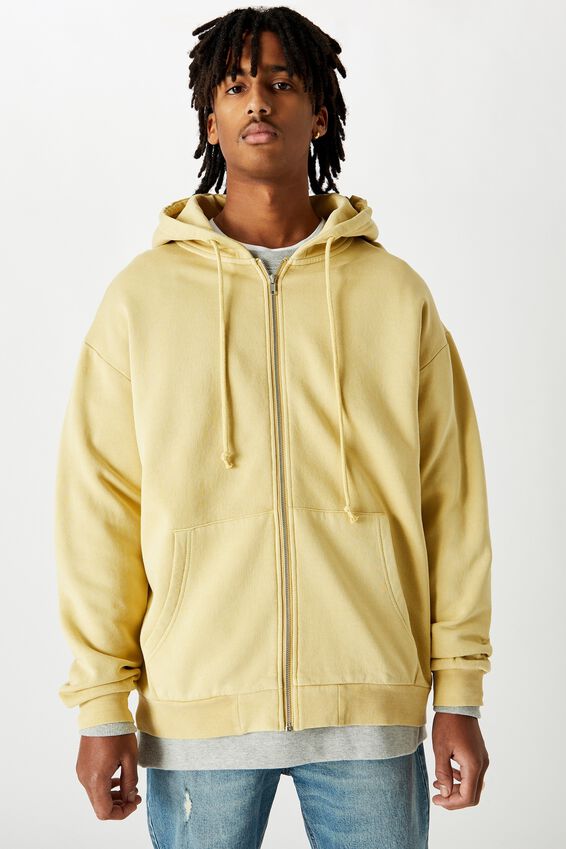Washed Zip Through Hoodie, WASHED TEMPURA