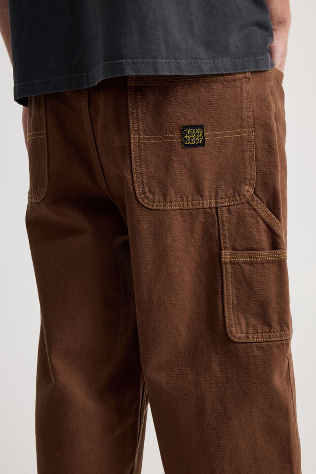 Half Half Baggy Painter Jean, BROWN