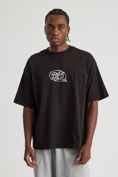 Half Half Heavyweight Box Fit Graphic Tshirt, HH BLACK/HALF HALF CHAIN REACTION