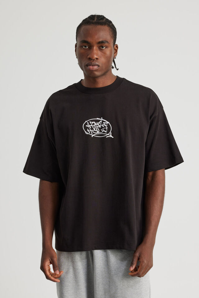 Half Half Heavyweight Box Fit Graphic Tshirt, HH BLACK/HALF HALF CHAIN REACTION