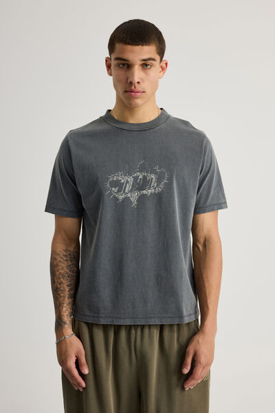 Notion Vintage Slim Fit Graphic Tshirt, NTN WASHED SLATE/CHROME FLAME