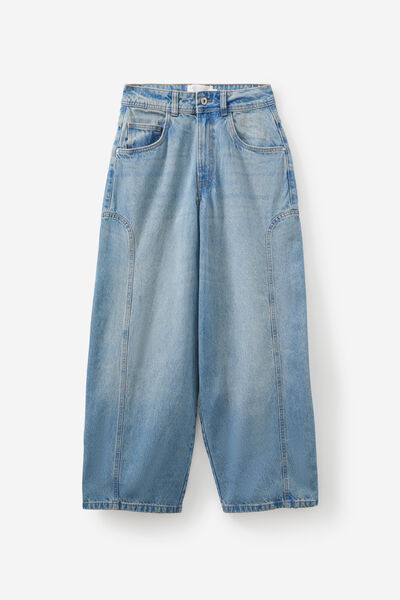 Open Gallery Barrel Leg Jean, OPEN BLUE